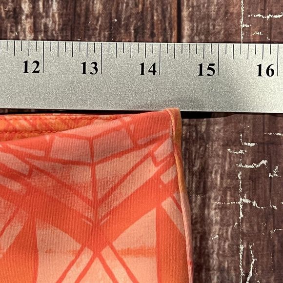 ALO Yoga Goddess Leggings Women Orange‎ Geometric Print Gray Ribbed Sz Medium - Picture 11 of 14